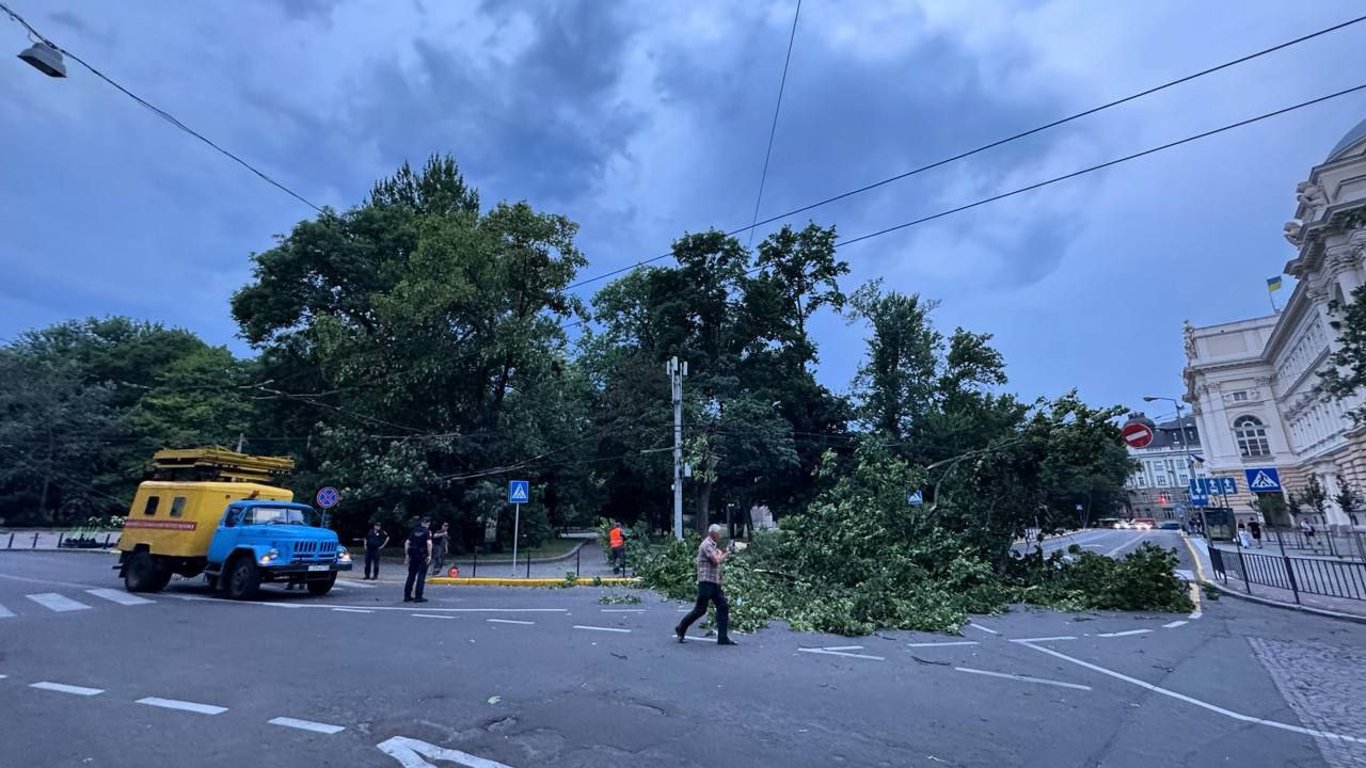 Silny wiatr i potężna burza uderzyły we Lwów - wideo